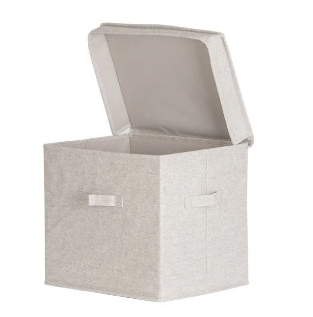 Caja de almacenamiento de tela con tapa integrada